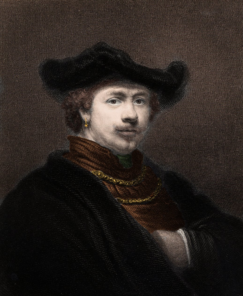 Ritratto di Harmenszoon van Rijn Rembrandt (1606-1669), pittore olandese - incisione - XIX secolo da Unknown artist