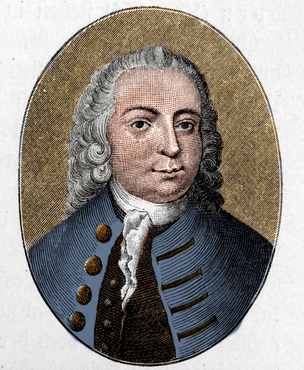 Ritratto di Johann Christian Gunther. Poeta tedesco (1695 - 1723). Incisione da Unknown artist