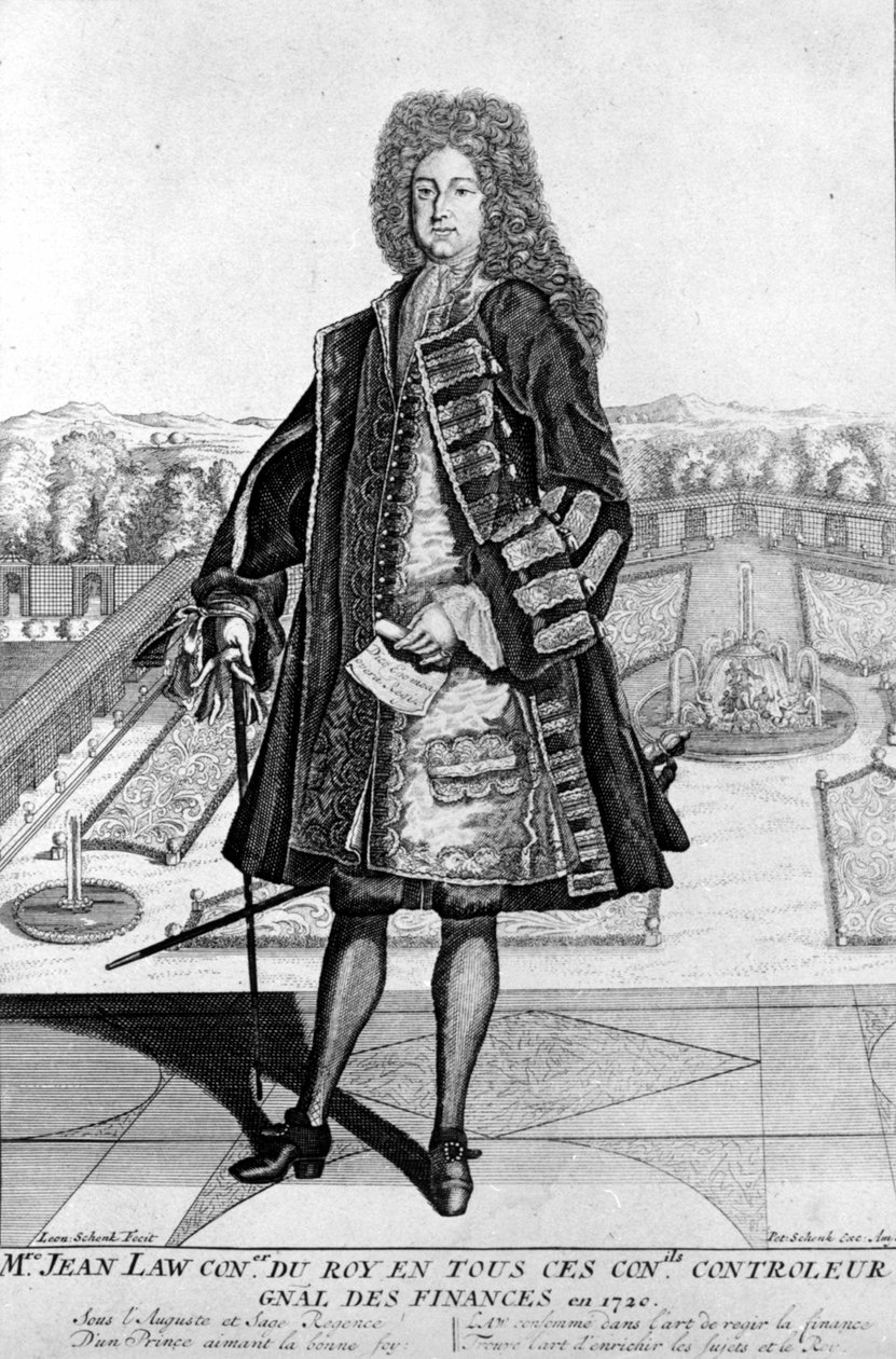 Ritratto di John Law (1671 - 1729), finanziere scozzese che causò la bancarotta nel 1720 (Evento di Quincampoix Street) da Unknown artist