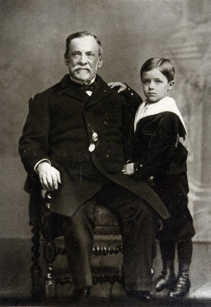 Ritratto di Louis Pasteur (1822 - 1895) e suo nipote Louis Pasteur Vallery - Radot nel 1893 da Unknown artist