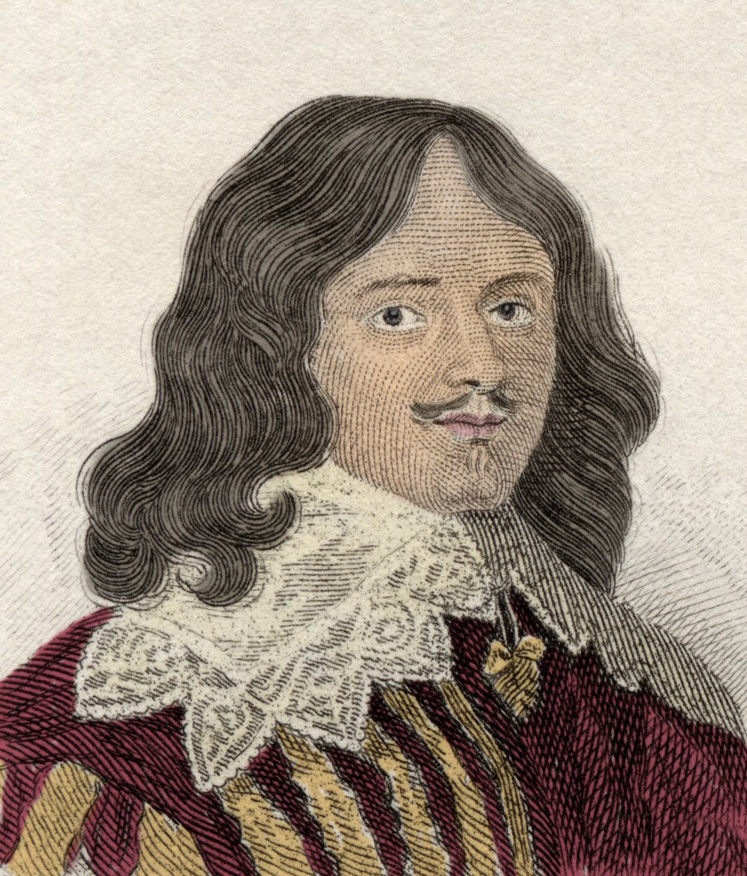 Ritratto di Lucius Cary (circa 1610-1643), 2° Visconte Falkland, politico, militare e scrittore inglese. Incisione del XIX secolo da Unknown artist