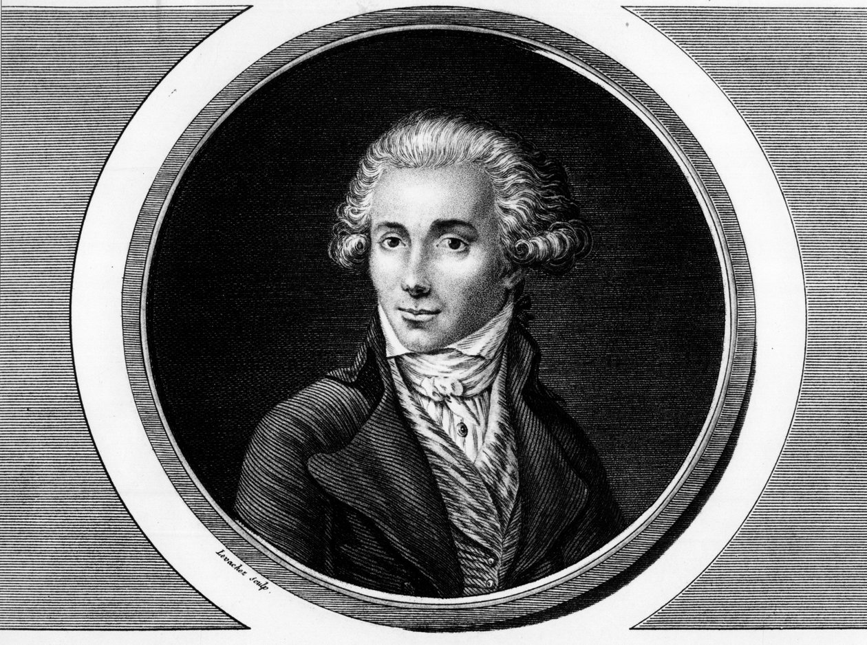 Ritratto di Marguerite Elie Guadet, politico francese (1758-1794). Incisione in "Collezione completa di dipinti storici della rivoluzione francese, in tre volumi." 1804 da Unknown artist