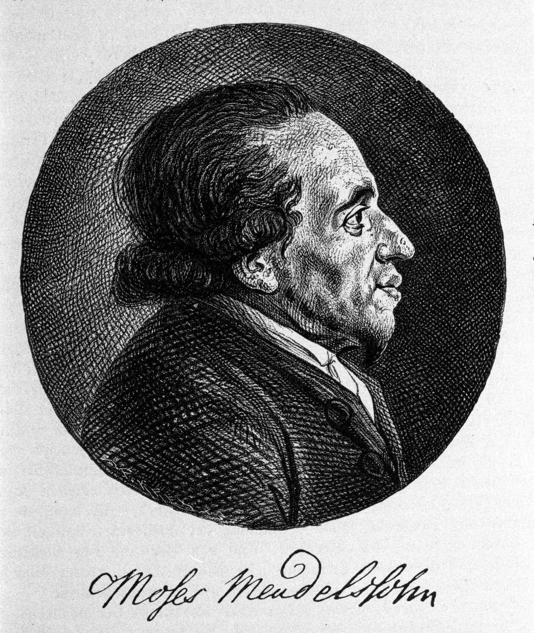 Ritratto di Moses Mendelssohn, filosofo e vero fondatore del giudaismo moderno. Nonno del musicista Felix Mendelssohn da Unknown artist