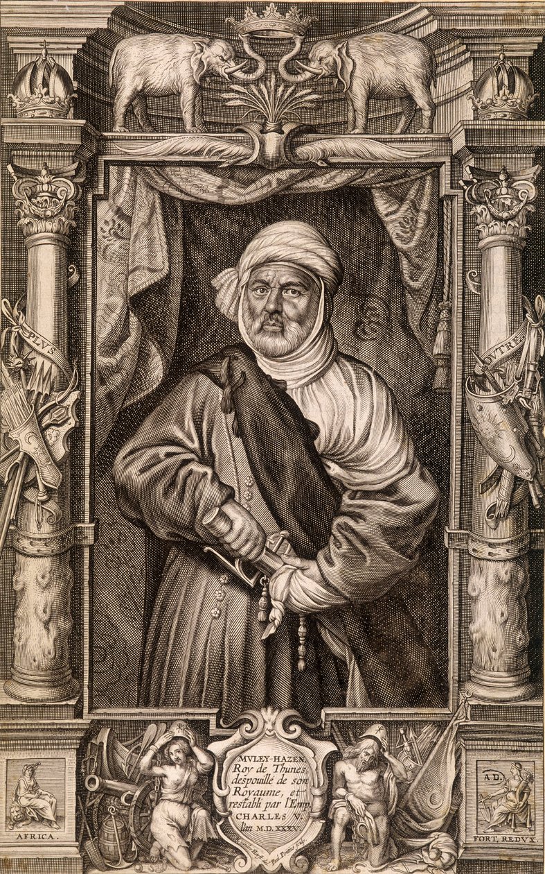 Ritratto di Muley Hazen (re moresco), Re di Tunisi spogliato del suo regno e restaurato dall