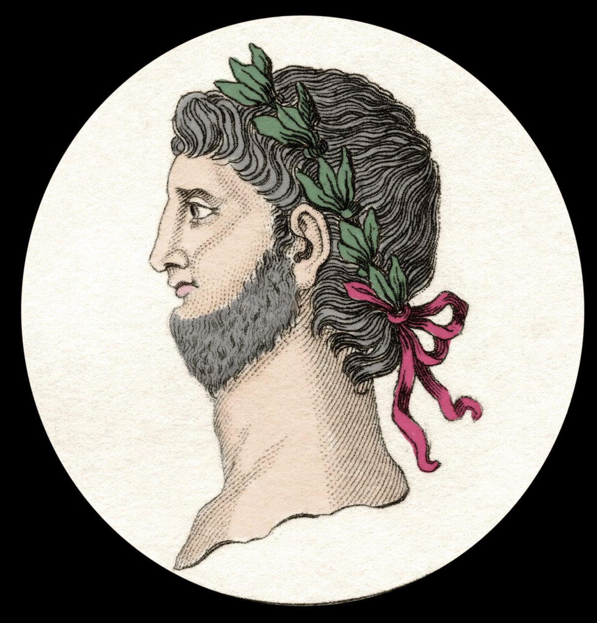 Ritratto di Nerone Claudio Cesare Augusto Germanico (37-68 d.C.), imperatore romano (incisione del XIX secolo) da Unknown artist
