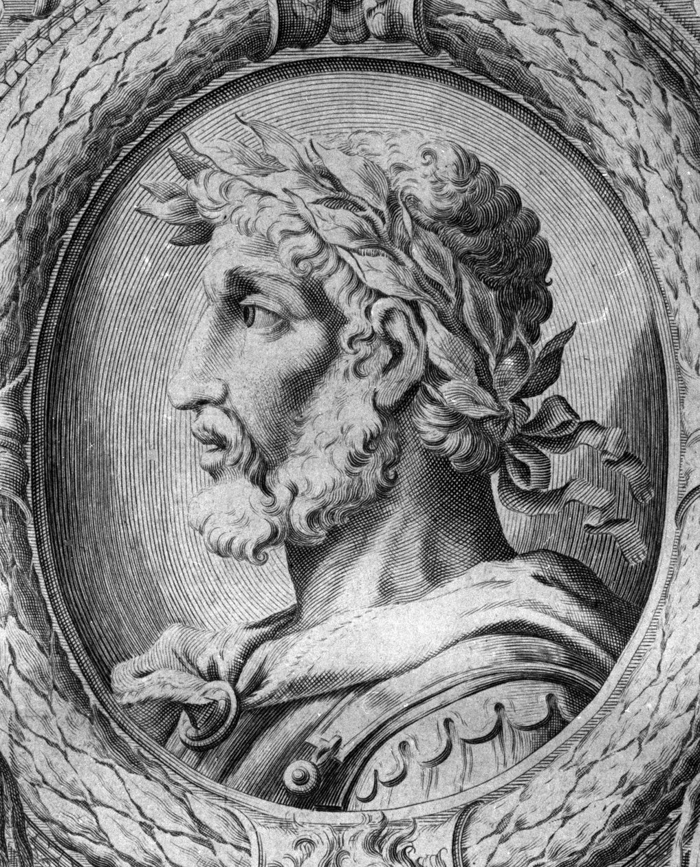 Ritratto di Odoacre (Odovacar), capo degli Eruli alleati degli Unni e ministro di Attila (435-493). Incisione del XVIII secolo da Unknown artist