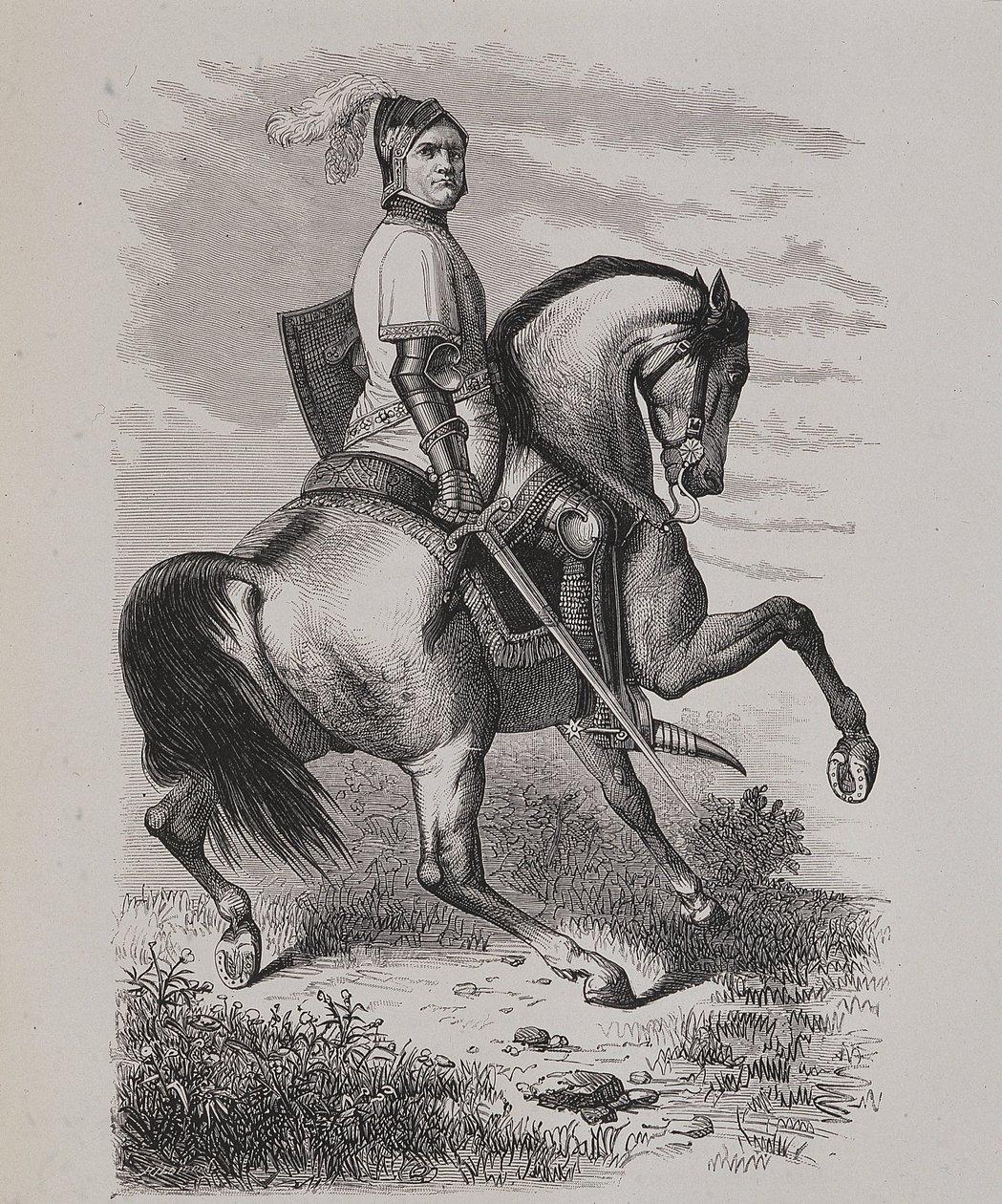 Ritratto di Olivier V de Clisson (1336-1407) (Il Macellaio) a cavallo, basato su un dipinto del Museo di Versailles da Unknown artist
