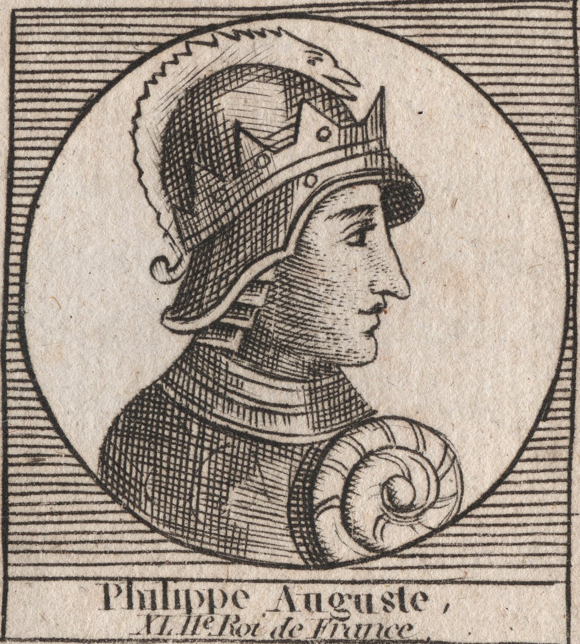 Ritratto di Filippo II detto Filippo Augusto (1165-1223) - incisione da "Instruction sur l