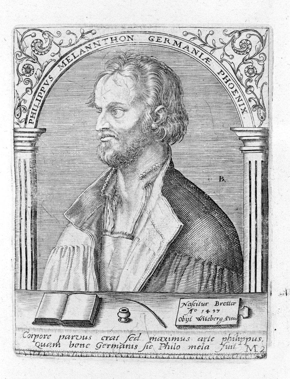 Ritratto di Philipp Melanchton (Melanchthon) (1497-1560), riformatore religioso tedesco. Incisione da Unknown artist