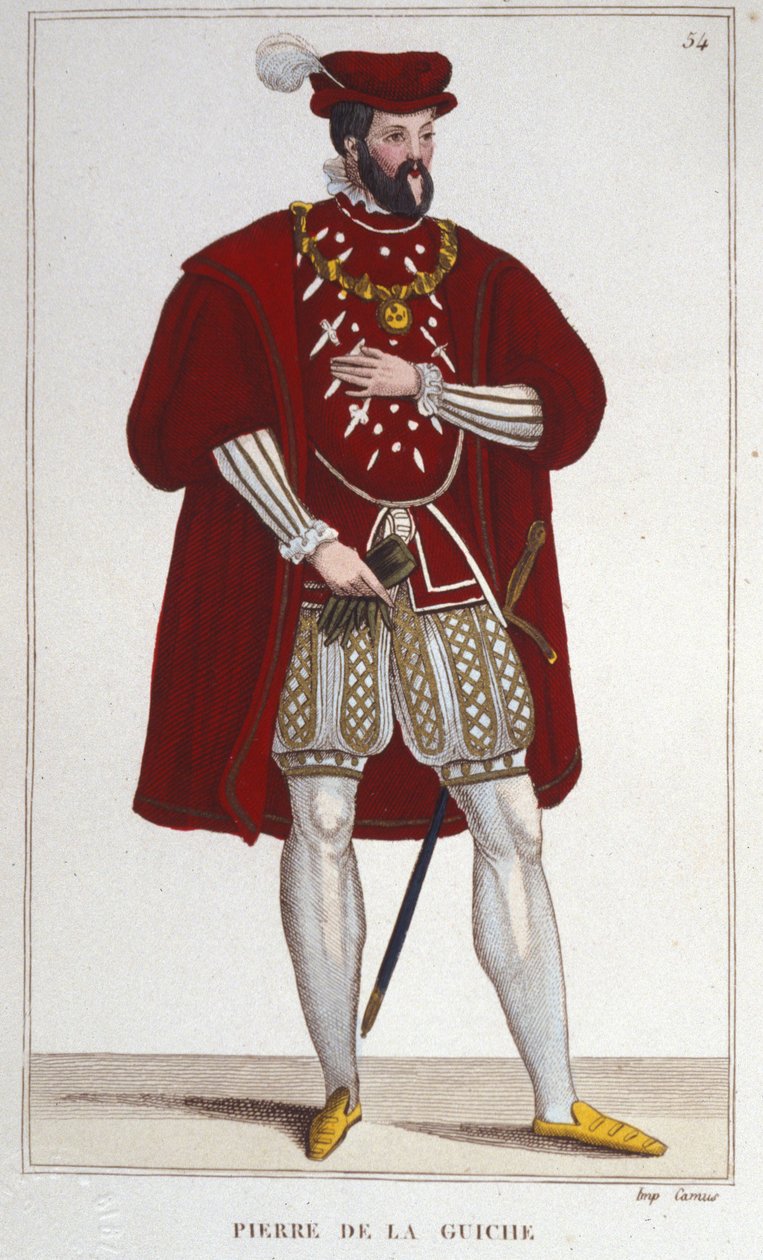 Ritratto di Pierre De la Guiche (1464-1544) (cavaliere, consigliere e ciambellano del re, balivo di Autun e Mâcon, ambasciatore. Signore di Guiche e Chaumont). Incisione del 1830 da Unknown artist