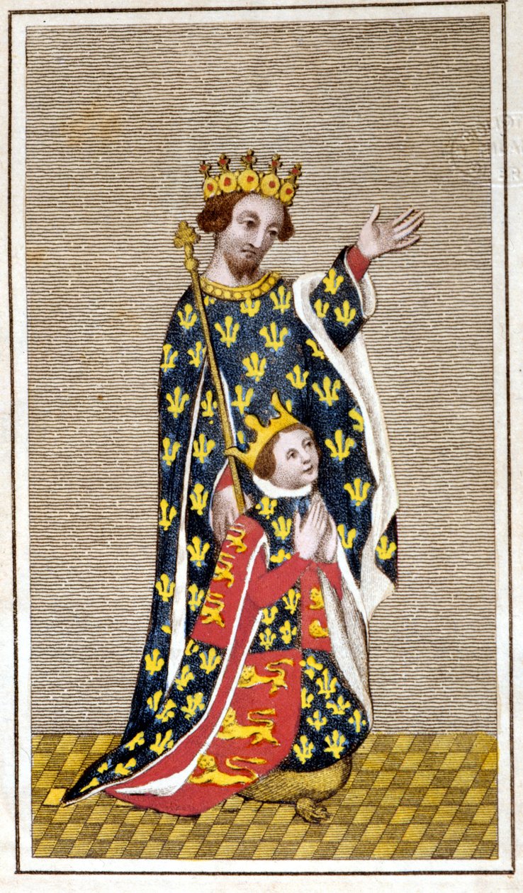 Ritratto di Riccardo III (1452 - 1485) bambino e suo padre Riccardo di York. Incisione della fine del XVIII secolo. Biblioteca di Brera, Milano. da Unknown artist