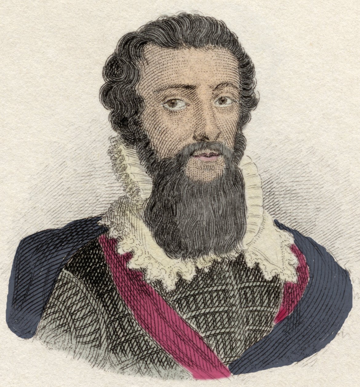 Ritratto di Robert Devereux, Conte di Essex (1566-1601) generale inglese, favorito di Elisabetta I. Incisione del XIX secolo da Unknown artist