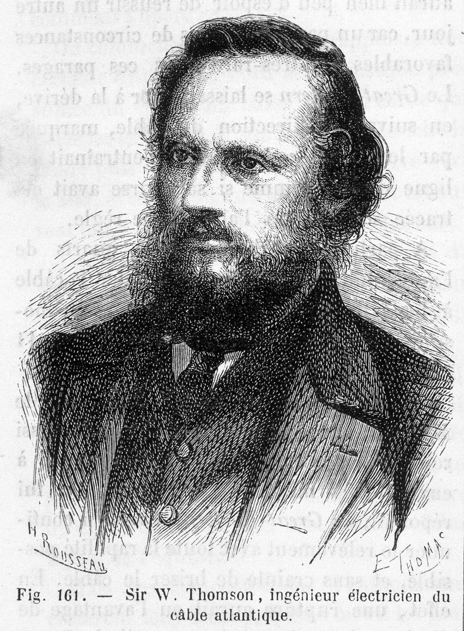 Ritratto di Sir William Thomson, Lord Kelvin (1824-1907) - in "Le meraviglie della scienza" di Louis Figuier da Unknown artist