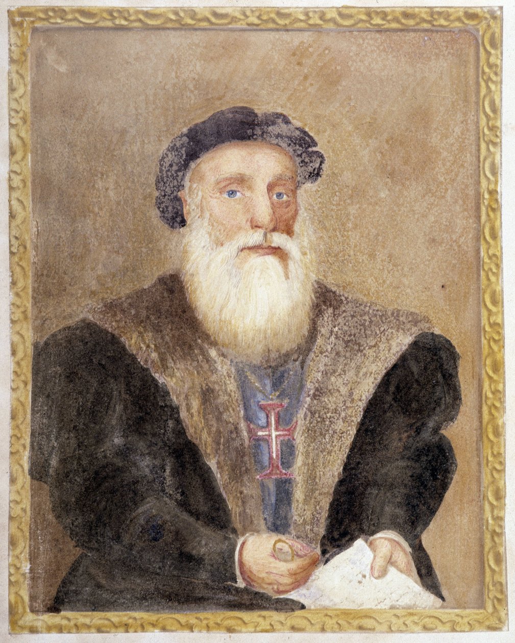 Ritratto di Vasco de Gama - in "La vita del Principe Enrico del Portogallo soprannominato il Navigatore" di Richard Henri Major da Unknown artist