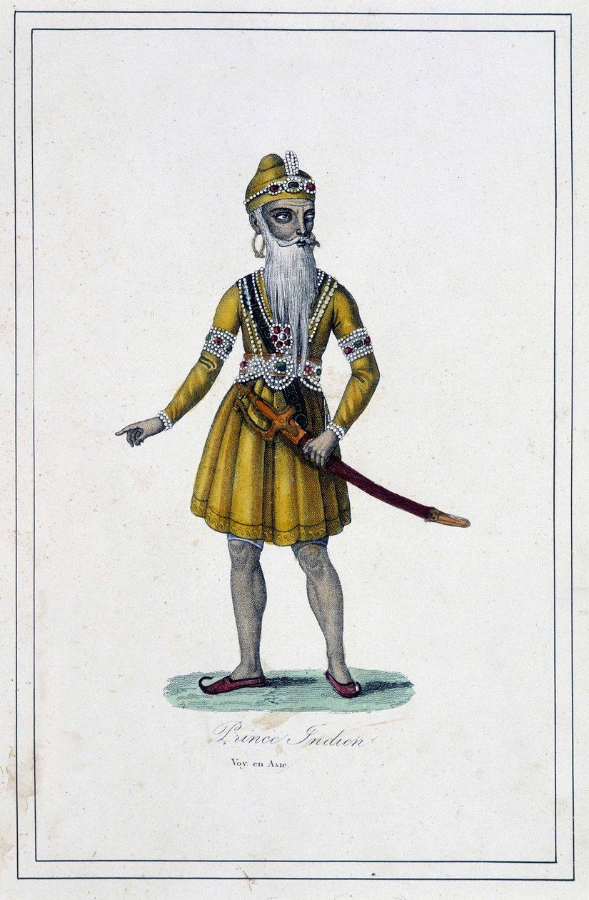 Ritratto di un principe indiano in abito tradizionale - in "I popoli della terra" di Abate Paul Jonhanneaud, Libreria dei Buoni Libri da Unknown artist