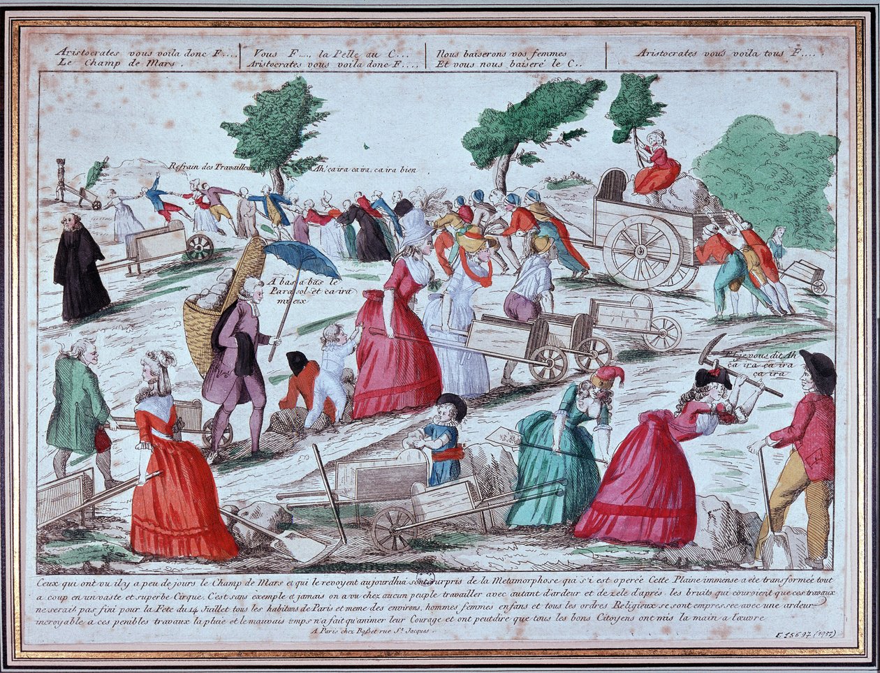 Preparazione al Campo di Marte per la festa del 14 luglio - incisione da Unknown artist