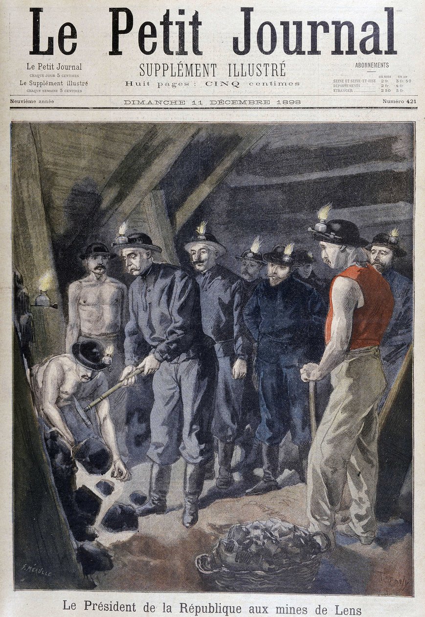 Il presidente della Repubblica Jean Casimir-Perrier circondato dai minatori alle miniere di Lens, "Le petit journal" 11 dicembre da Unknown artist