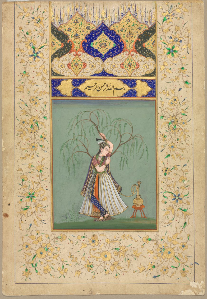 Principessa che fuma un narghilè (come Salabhanjika) da Unknown artist