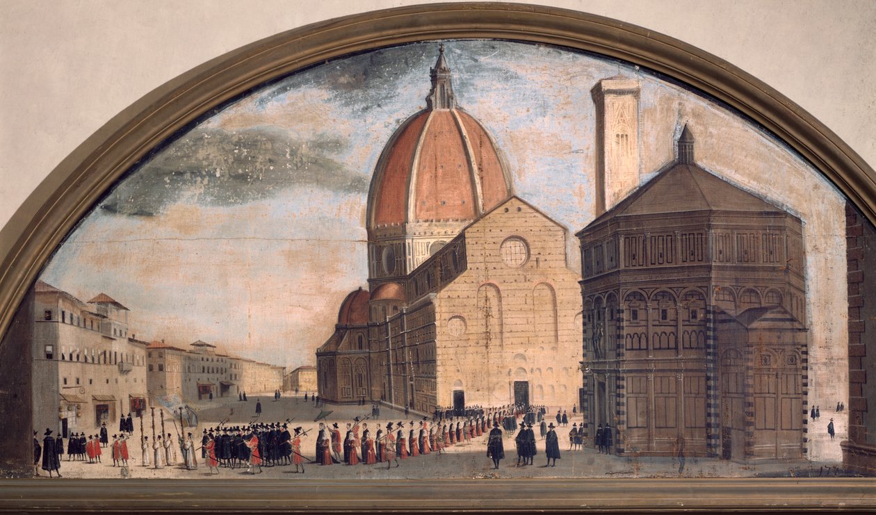 Processione sulla piazza del Duomo di Santa Maria del Fiore, Firenze da Unknown artist