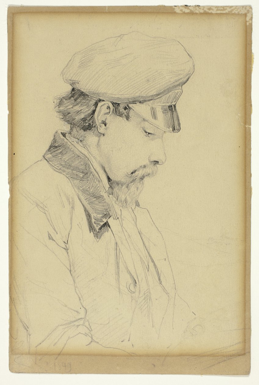 Ritratto di profilo di un uomo con berretto da Unknown artist