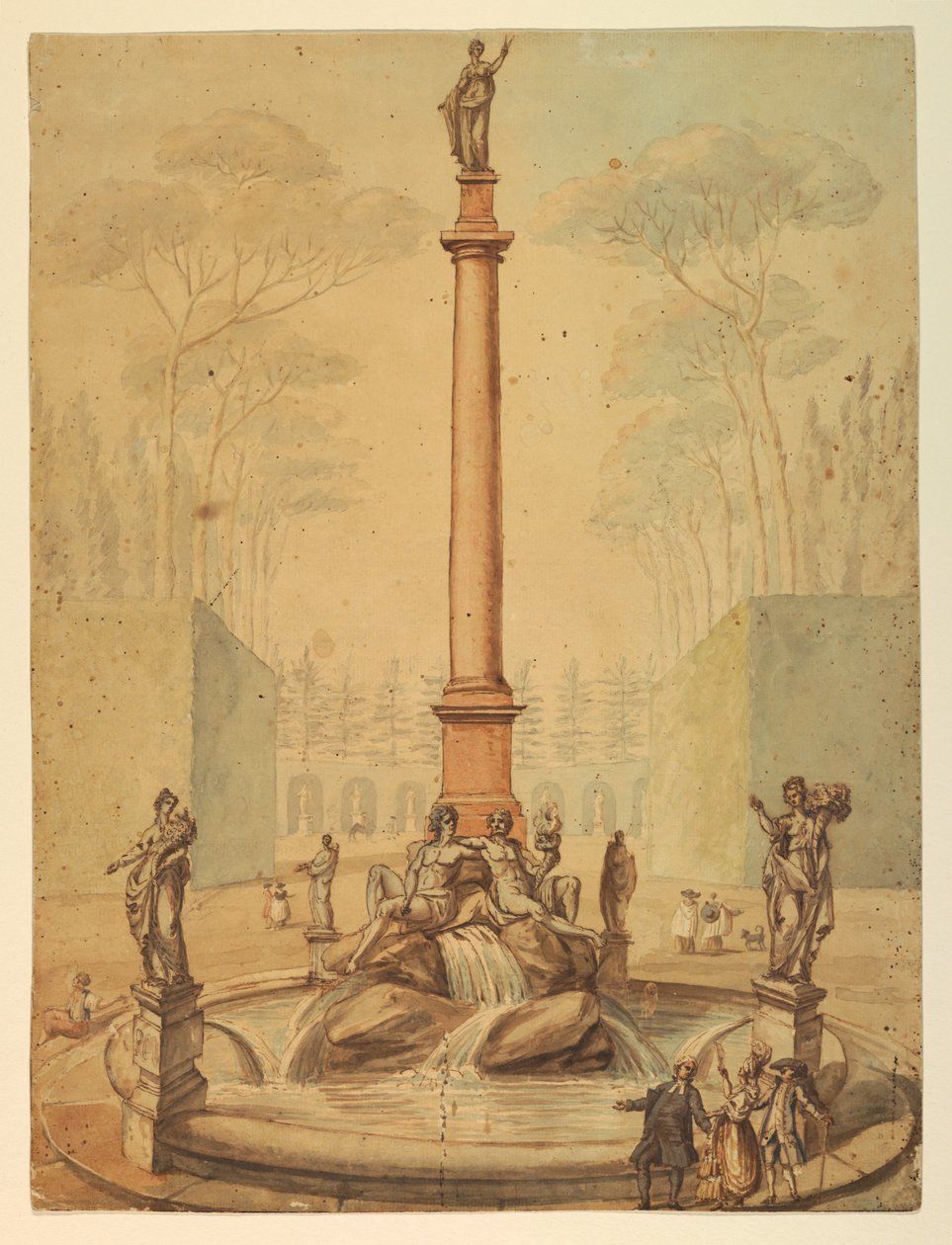 Progetto per una fontana in un parco da Unknown artist