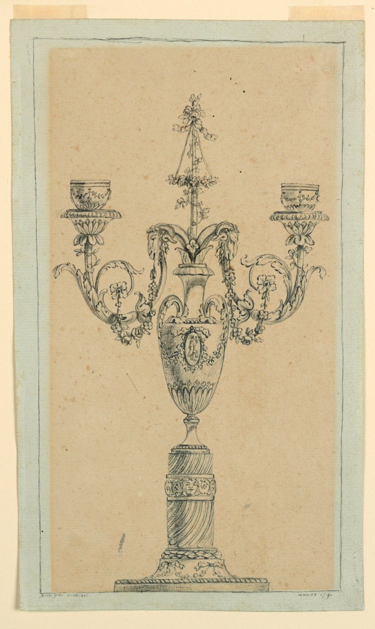 Progetto per un candelabro da Unknown artist