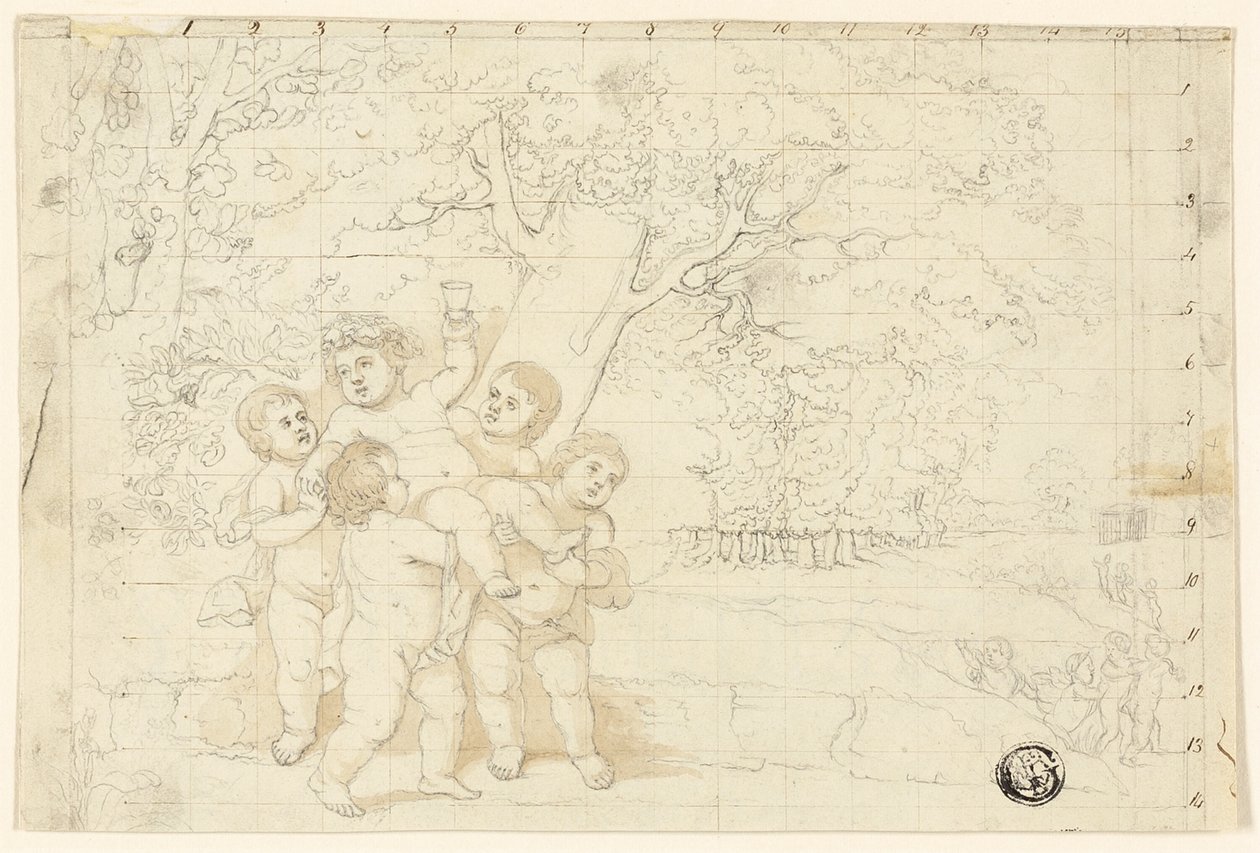 Putti che portano il giovane Bacco da Unknown artist