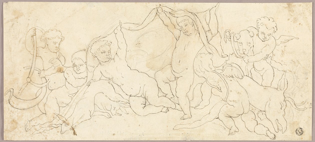 Putti che Giocano con Cervo e Cane da Unknown artist