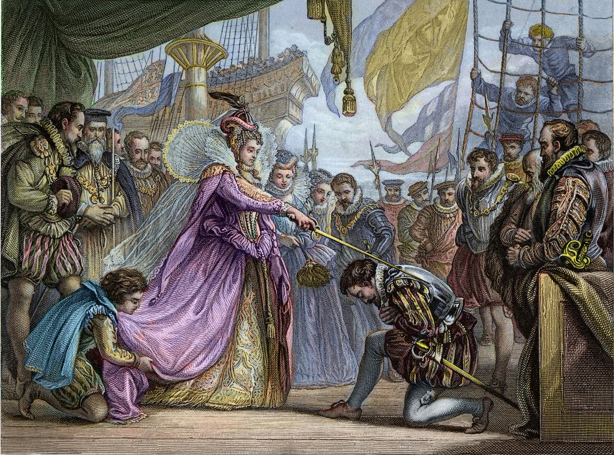 La regina Elisabetta I nomina cavaliere Francis Drake da Unknown artist