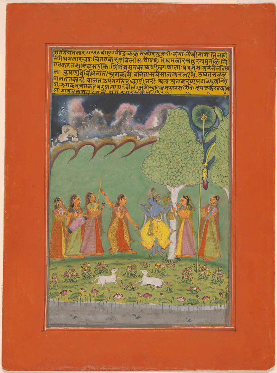 Rag Megh Malar, pagina da una ghirlanda di ragas musicali (Ragamala) Set da Unknown artist