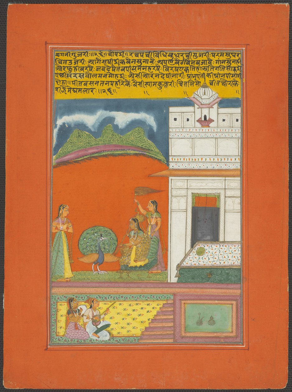 Ragini Gujari, pagina di un set di ragamala di Jaipur da Unknown artist