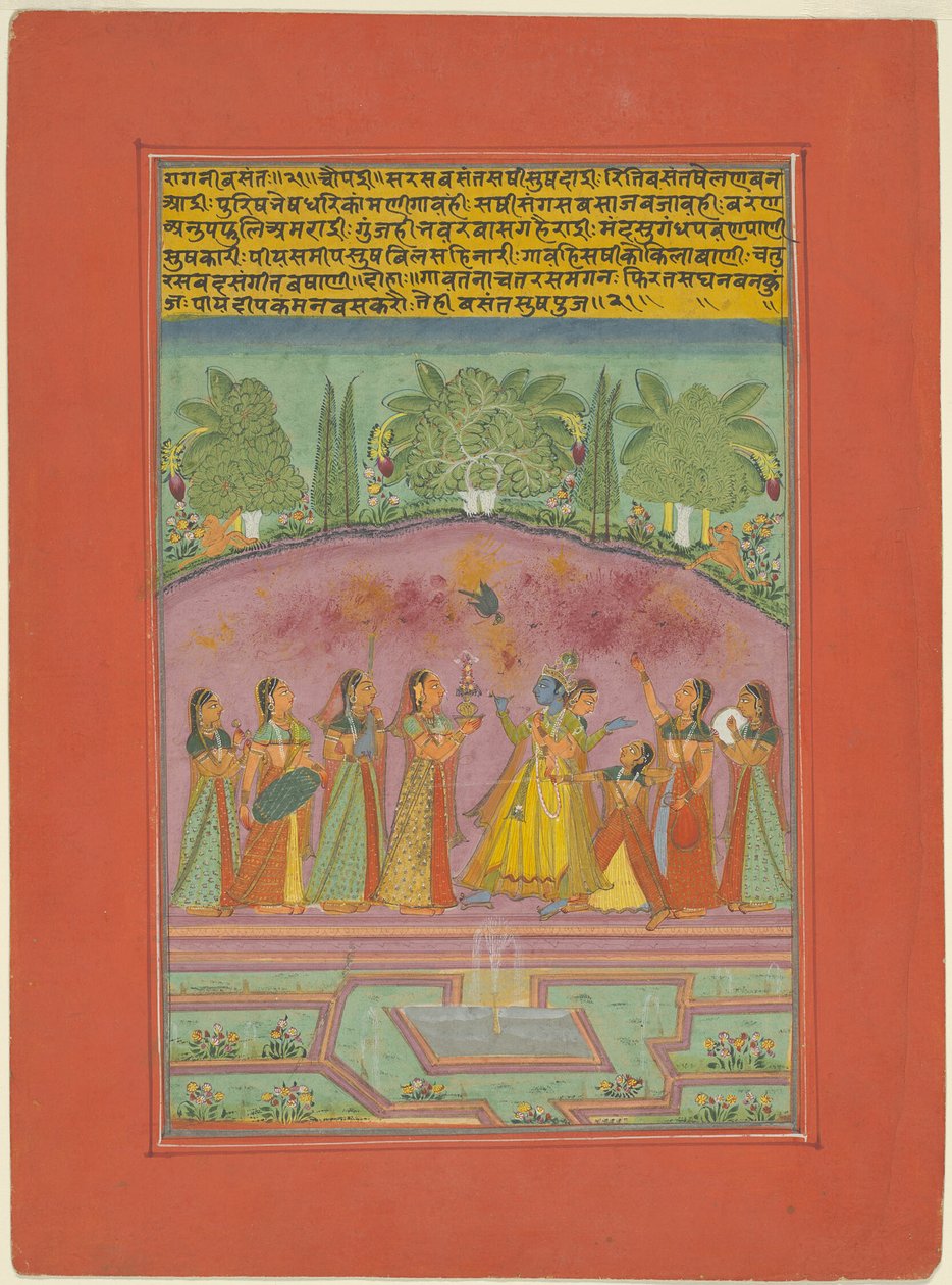 Ragini Vasanta, pagina di un set di ragamala di Jaipur da Unknown artist