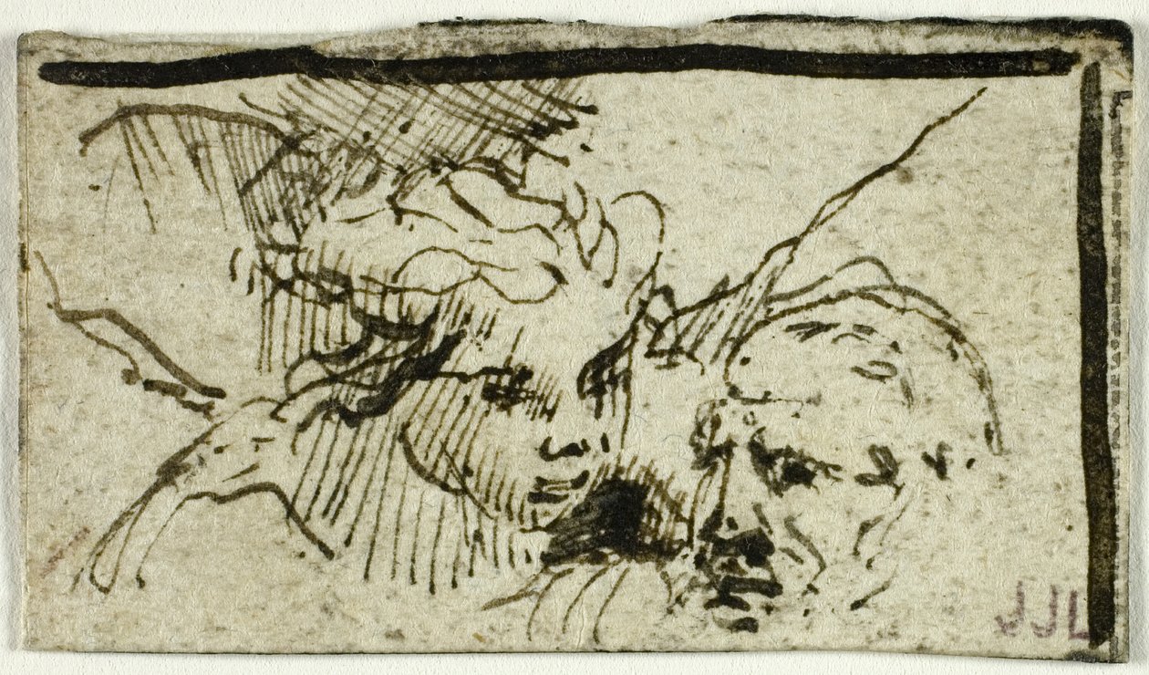 Sacrificio di Isacco di Rembrandt - Teste di Abramo e di angelo da Unknown artist