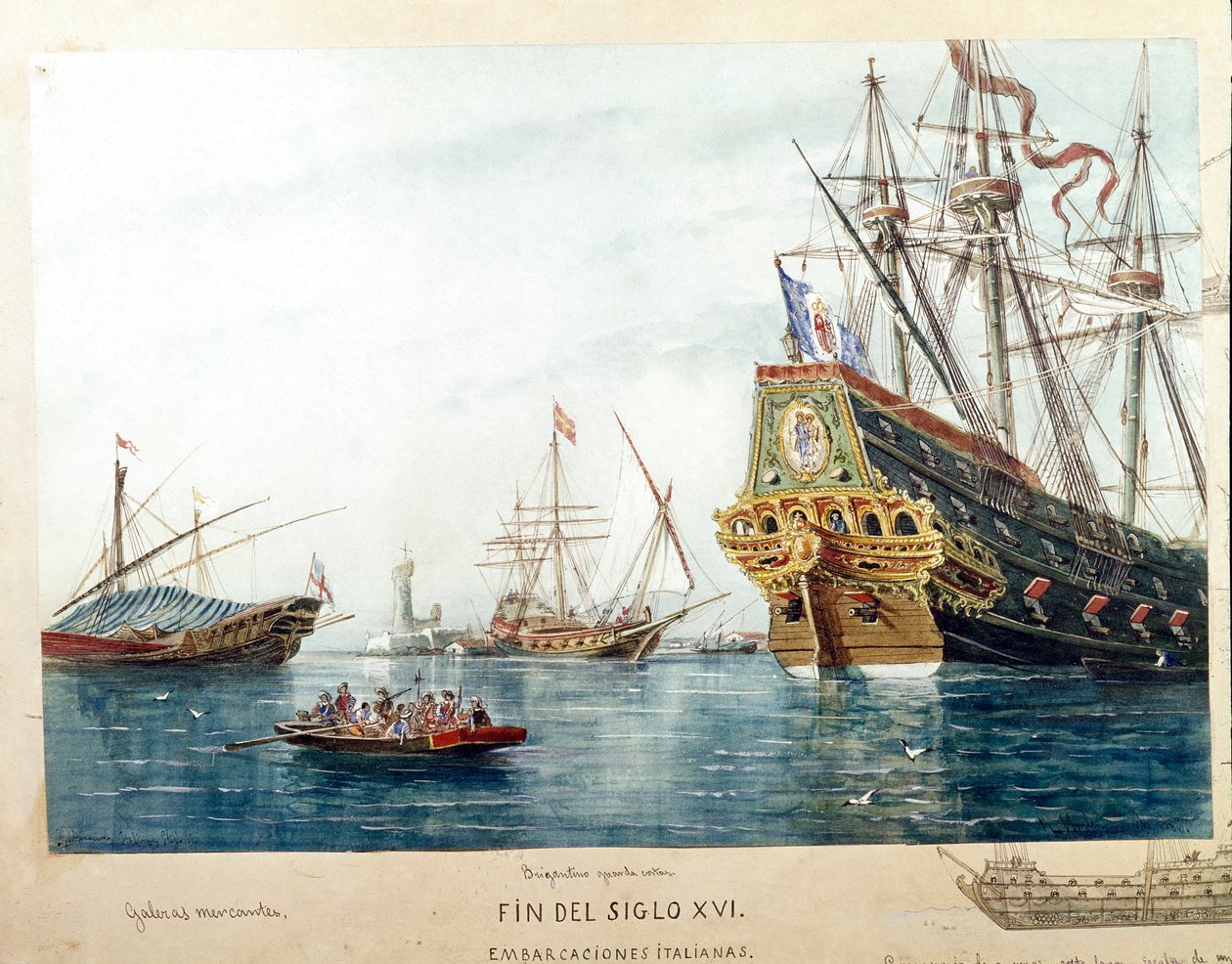 Rappresentazione di navi italiane, galee, brigantini del XVI secolo da Unknown artist