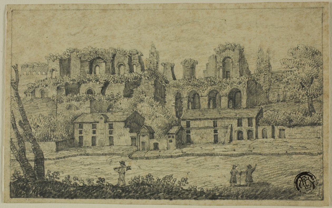 Paesaggio fluviale con rovine romane da Unknown artist