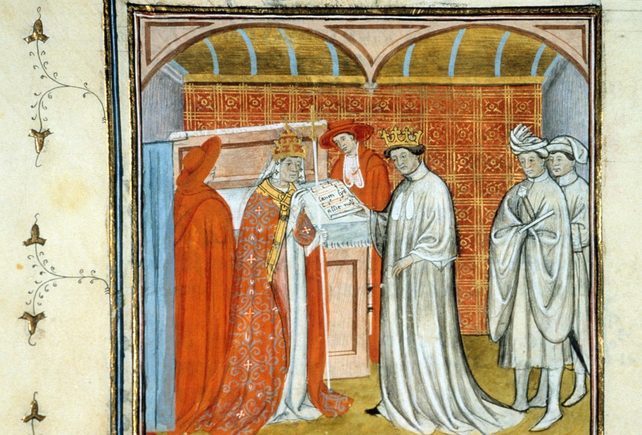 Roberto II il Pio - Miniatura di manoscritto su pergamena del Medioevo, dalle 
