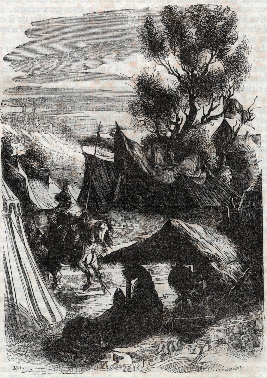 Orlando nel campo dei Saraceni - incisione del 1851 da “Orlando Furioso” da Unknown artist