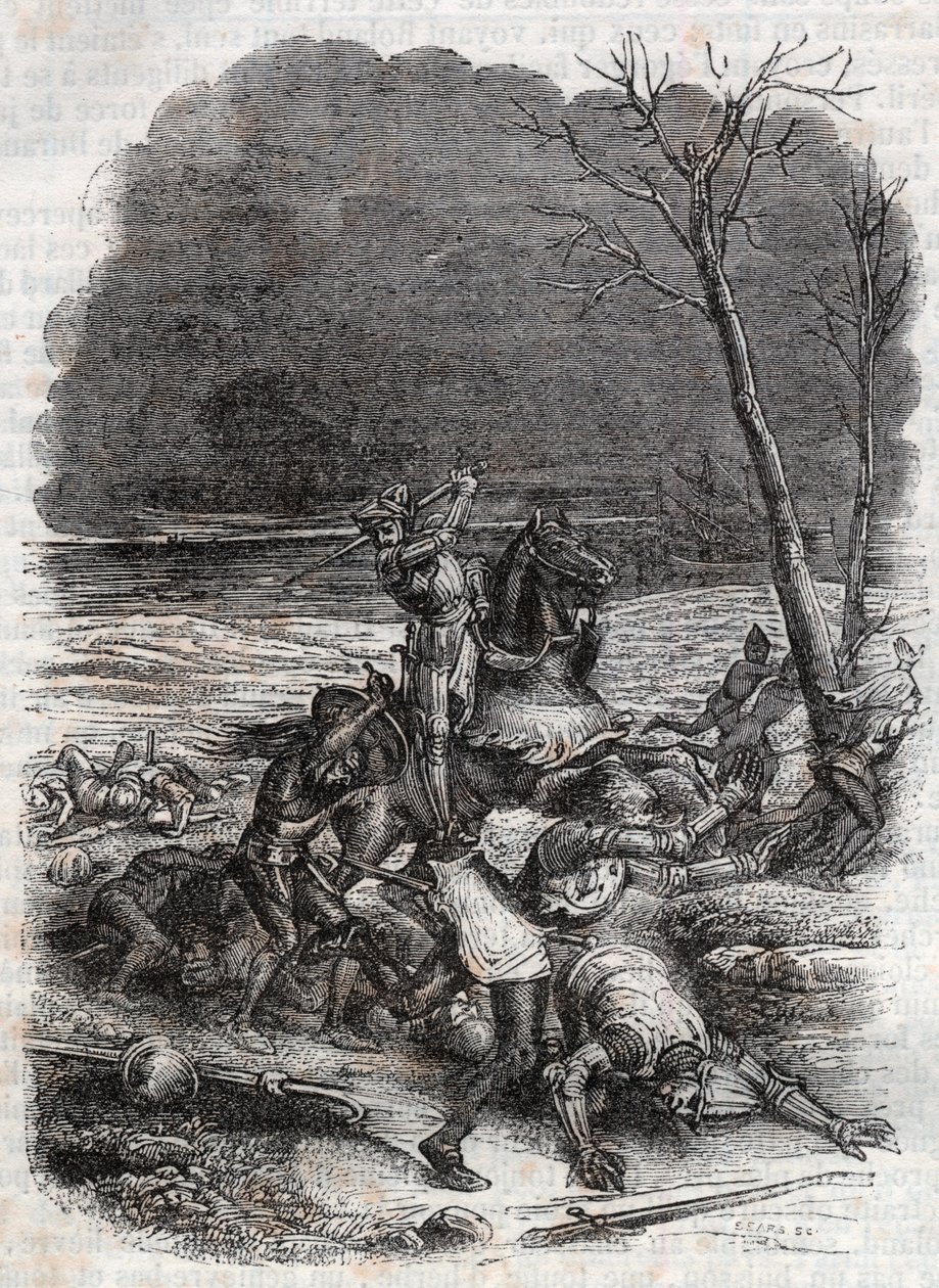 Orlando massacra il popolo di Cymosque - incisione del 1851 da “Orlando Furioso” da Unknown artist