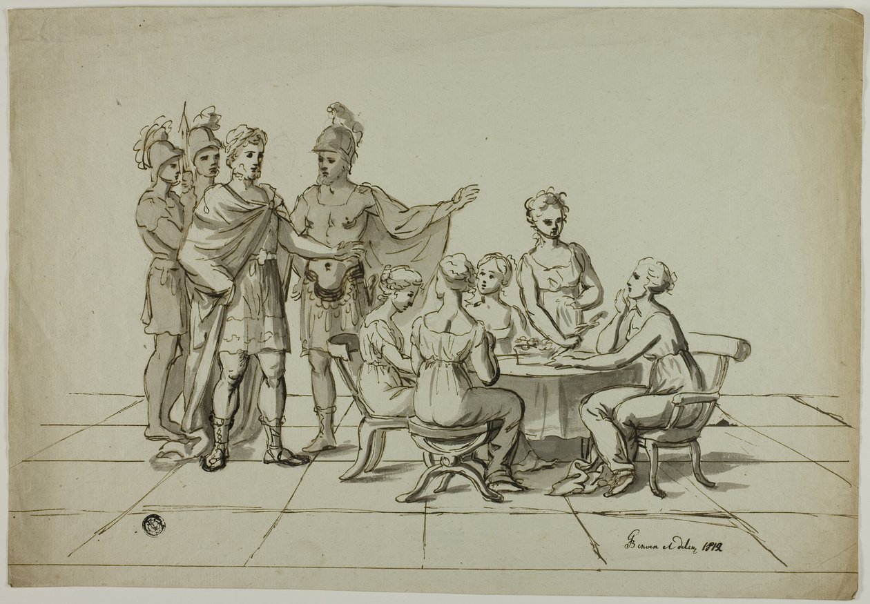 Imperatore Romano che si Avvicina a un Gruppo di Donne Sedute a Tavola da Unknown artist