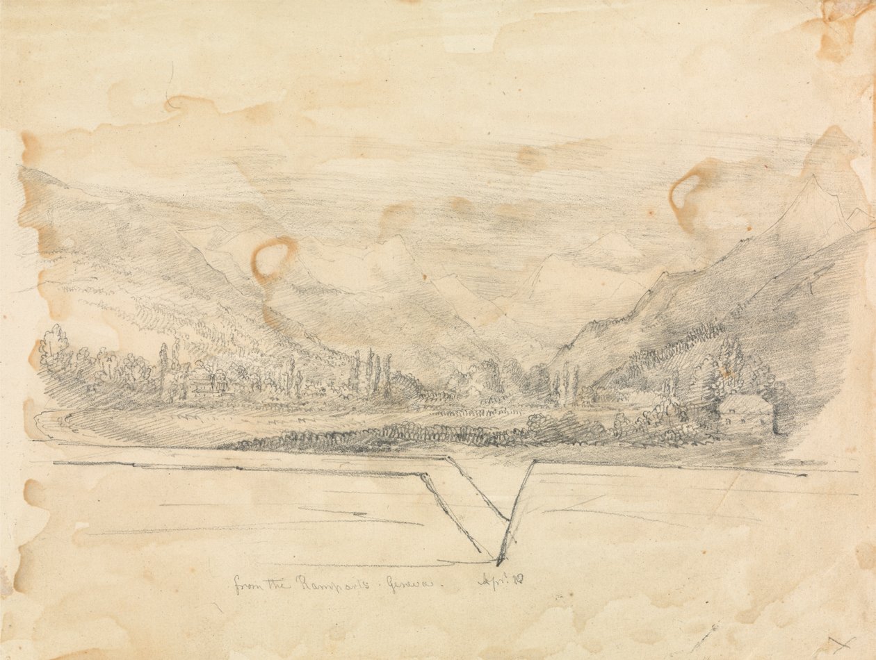 Paesaggio rurale con montagne in lontananza da Unknown artist