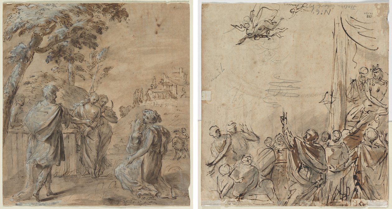 Ruth e Boaz (recto) La Caduta di Simon Mago (verso) da Unknown artist