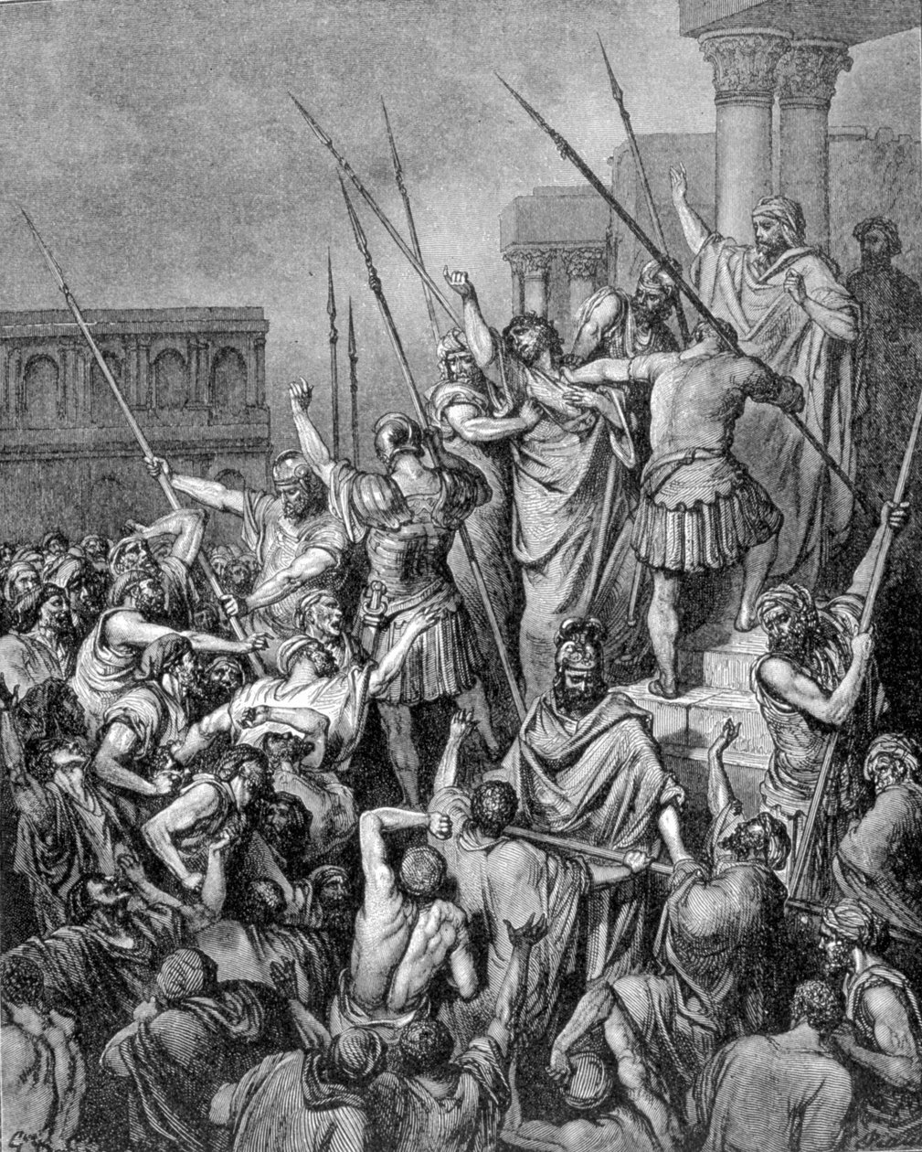 San Paolo viene fermato a Gerusalemme. Incisione del XIX secolo da Unknown artist