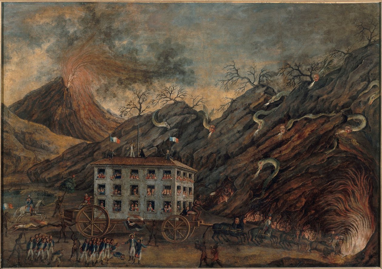 Allegoria satirica di una discesa agli inferi, tra il 1701 e il 1800 (olio su tela) da Unknown artist
