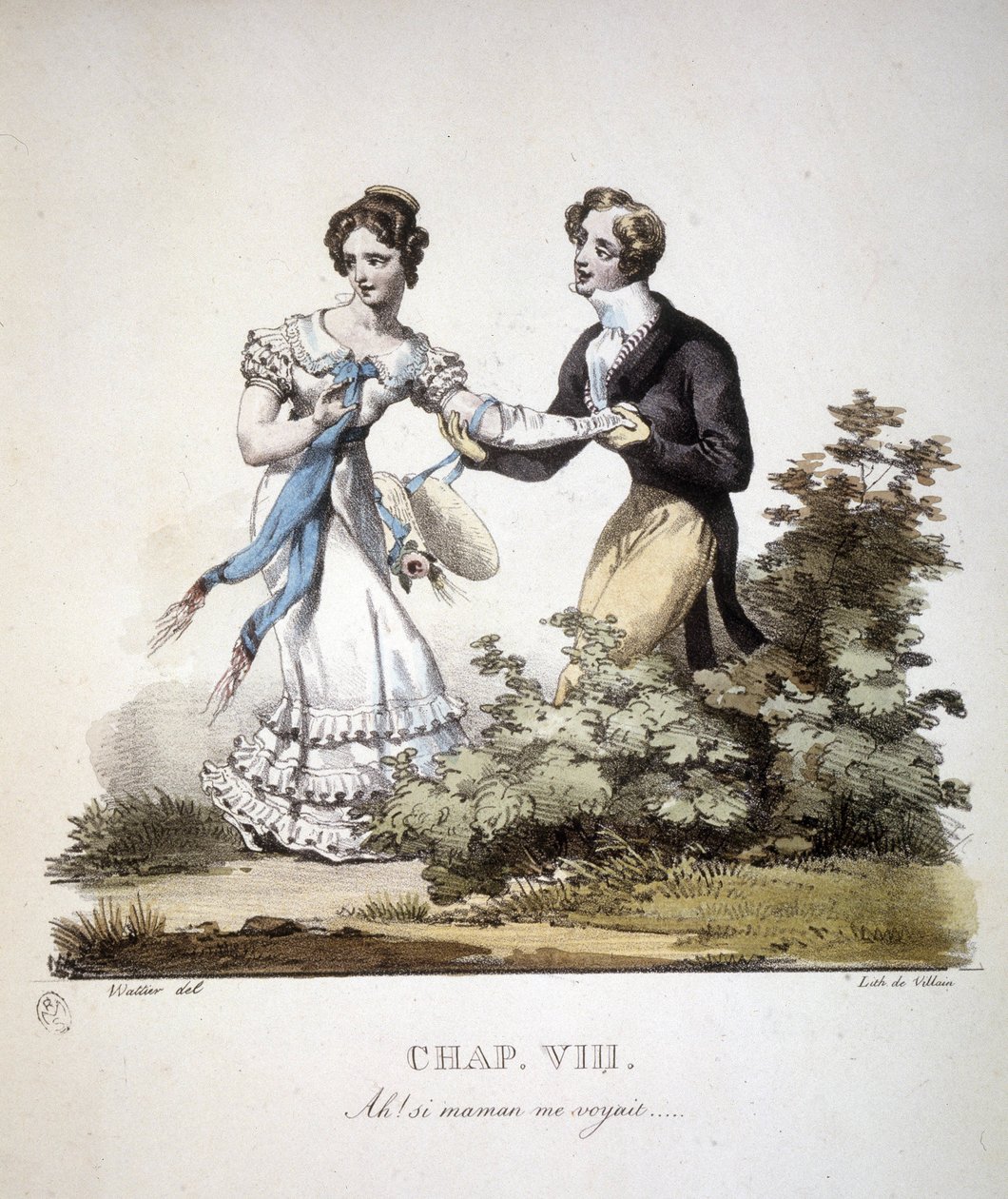 Scena di amore cortese tra due giovani. ca. 1820 da Unknown artist