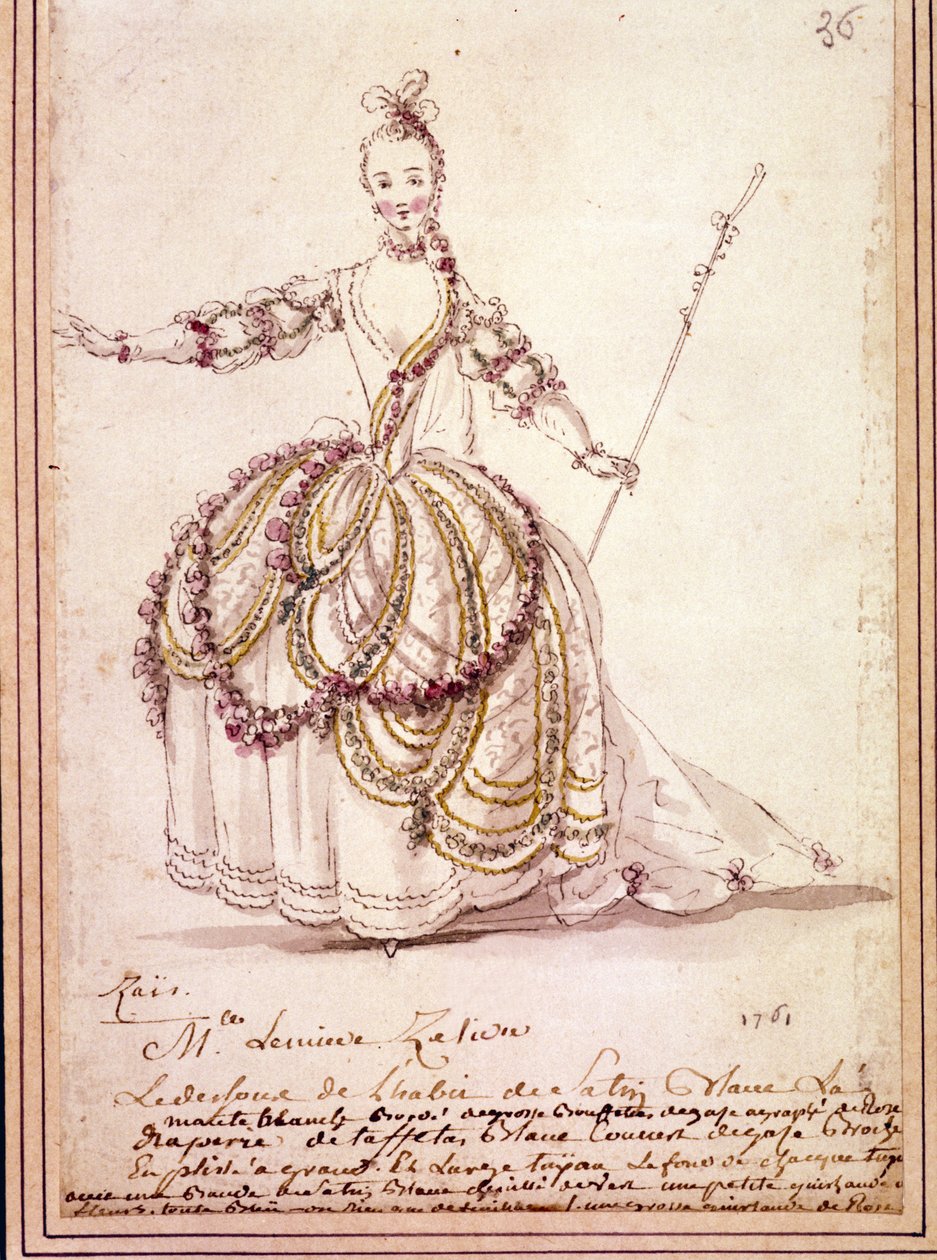 Scenografia: disegno di costume per la pastorale "Zais" di Jean-Philippe Rameau. Acquerello. 1761 da Unknown artist