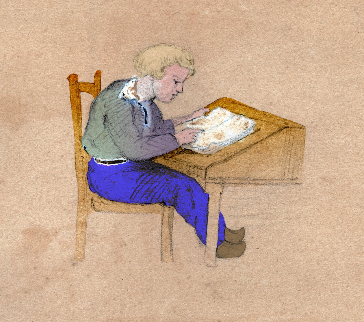 Scolaro al lavoro da Unknown artist