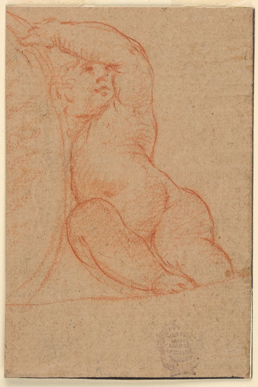 Bambino seduto che sostiene un medaglione da Unknown artist