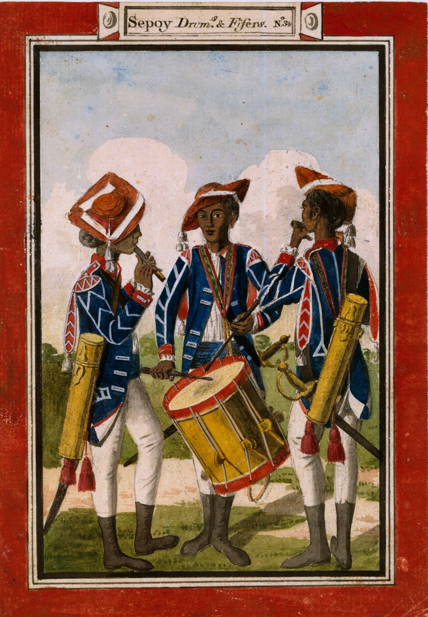 Tamburi e pifferi dei sepoy da Unknown artist