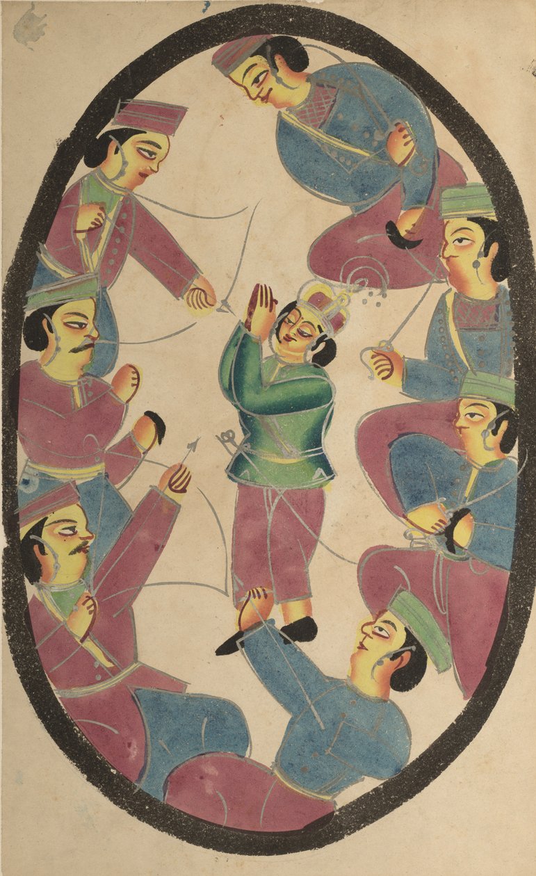 Sette Eroi o Guerrieri che Uccidono Abhimanya, Figlio di Arjuna da Unknown artist