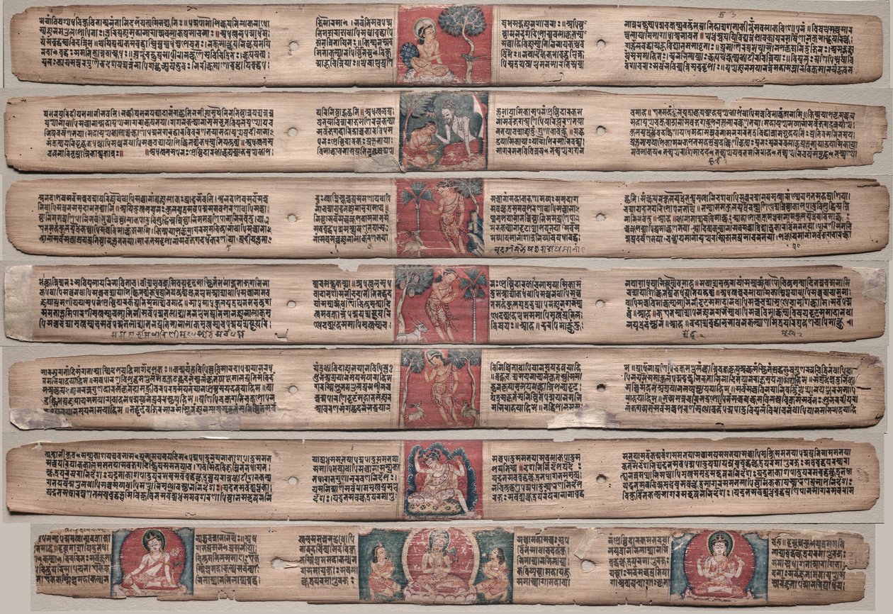 Sette fogli da un manoscritto del Gandavyuha-sutra (Scrittura della Suprema Schiera) da Unknown artist
